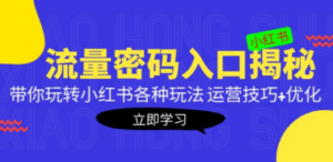 小红书流量密码入口揭秘：带你玩转小红书各种玩法 运营技巧+优化 - 技研社-技研社
