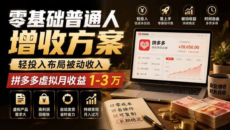 拼多多虚拟电商:普通人轻投入做副业的一条路 - 技研社-技研社