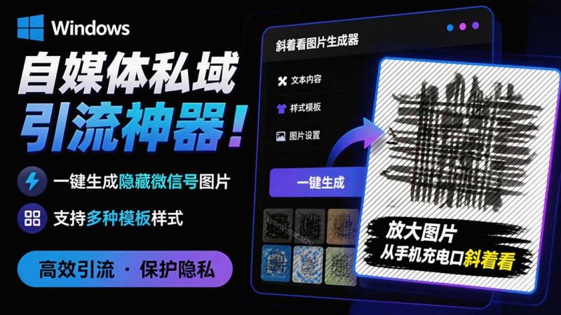 隐图工坊:一键生成隐藏文字引流图,多模板样式的Windows绿色免安装工具-技研社