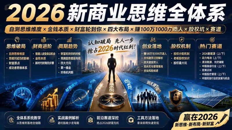 新商业思维全体系拆解:金钱本质、周期研判、股权分配到赛道选择的认知升级路径-技研社