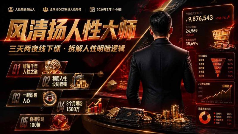人性洞察与账号增长线下课实录:识人逻辑、涨粉方法到直播变现的三天拆解-技研社
