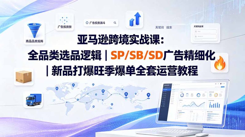 亚马逊跨境实战课-更新:全品类选品逻辑|SP/SB/SD广告精细化|新品打爆旺季爆单全套运营教程 - 技研社-技研社