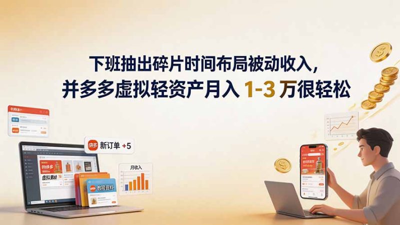 下班抽出碎片时间布局被动收入,拼多多虚拟轻资产月入 1-3 万很轻松 - 技研社-技研社
