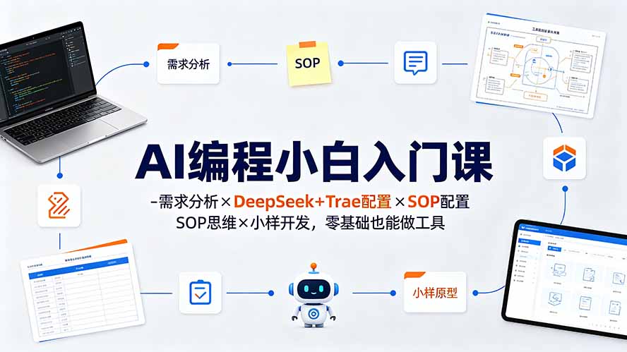 AI编程小白入门课-需求分析×DeepSeek+Trae配置×SOP思维×小样开发,零基础也能做工具 AI编程小白入门课-需求分析×DeepSeek+Trae配置×SOP思维×小样开发,零基础也能做工具