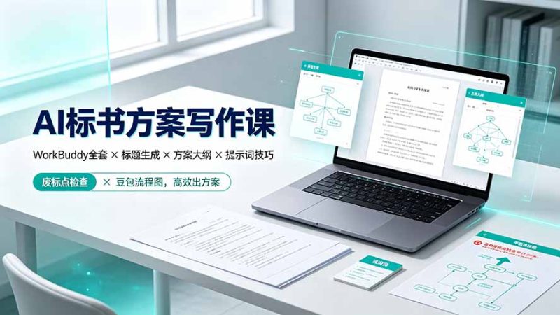 AI标书方案写作课：WorkBuddy全套×标题生成×方案大纲×提示词技巧×废标点检查×豆包流程图，高效出方案 - 技研社-技研社