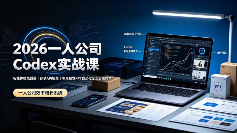 2026一人公司Codex实战课◆智能体技能封装|即梦API视频|电商视觉PPT-技研社