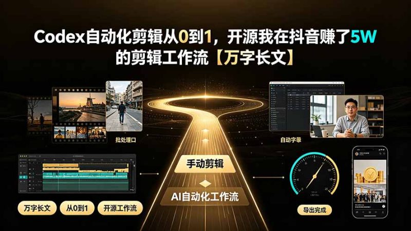 Codex自动化剪辑从0到1，开源我在抖音赚了5W 的剪辑工作流【万字长文】 - 技研社-技研社