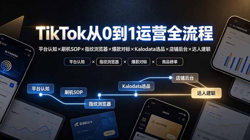 TikTok从0到1运营全流程：平台认知×刷机SOP×指纹浏览器×爆款对标×Kalodata选品×店铺后台×达人建联 - 技研社-技研社