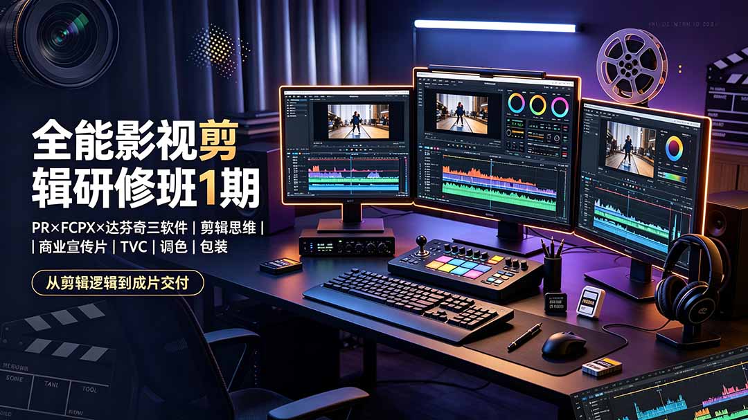全能影视剪辑研修班1期-无水印:PR×FCPX×达芬奇三软件×剪辑思维×商业宣传片×TVC×调色×包装,全链路系统课 全能影视剪辑研修班1期-无水印:PR×FCPX×达芬奇三软件×剪辑思维×商业宣传片×TVC×调色×包装,全链路系统课