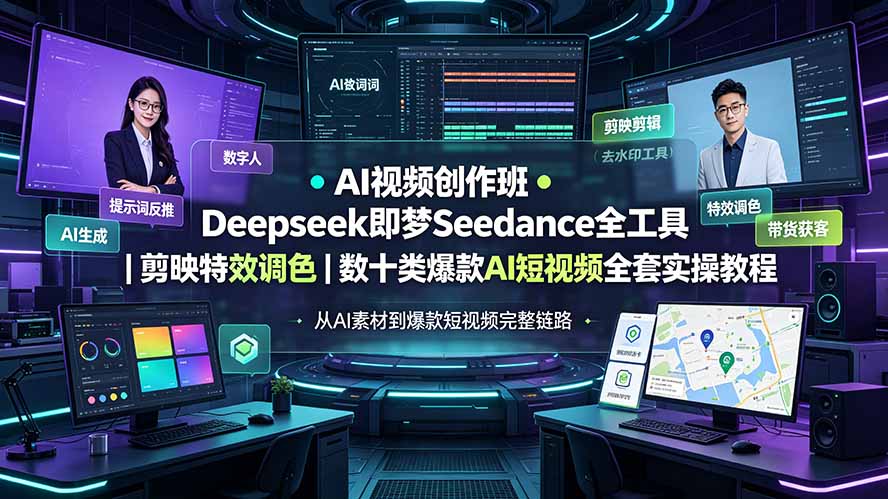 AI视频创作班◆Deepseek即梦Seedance全工具|剪映特效调色|数十类爆款AI短视频全套实操教程 AI视频创作班◆Deepseek即梦Seedance全工具|剪映特效调色|数十类爆款AI短视频全套实操教程