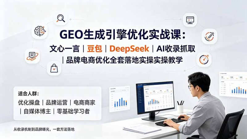 GEO生成引擎优化实战课:文心一言|豆包|DeepSeek|AI收录抓取|品牌电商优化全套落地实操教学 - 技研社-技研社