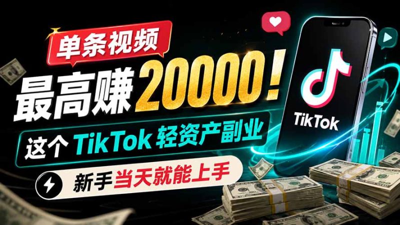 单条视频最高赚 20000!这个 TikTok 轻资产副业,新手当天就能上手 - 技研社-技研社
