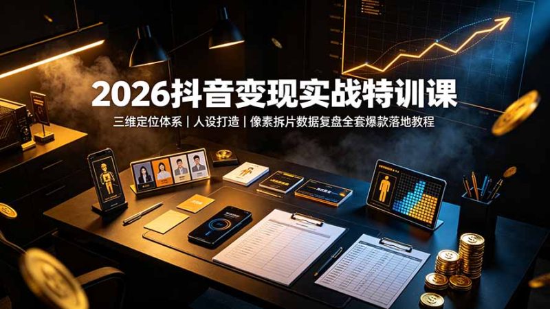 2026抖音变现实战特训课:三维定位体系|人设打造|像素拆片数据复盘全套爆款落地教程 - 技研社-技研社