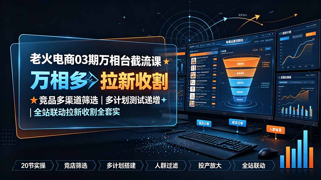 老火电商03期万相台截流课:竞品多渠道筛选|多计划测试递增|全站联动拉新收割全套实操教学 老火电商03期万相台截流课:竞品多渠道筛选|多计划测试递增|全站联动拉新收割全套实操教学