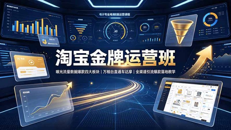 淘宝金牌运营班-7月:曝光流量数据爆款四大板块|万相台直通车达摩|全渠道引流爆款落地教学 - 技研社-技研社