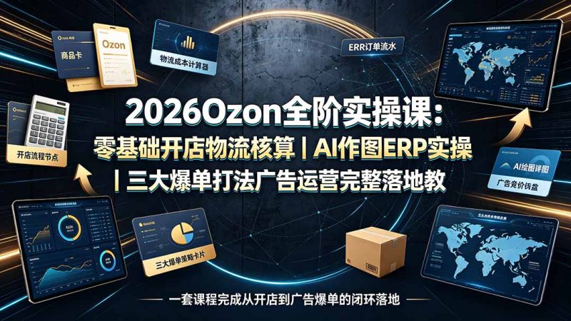 2026Ozon全阶实操课:零基础开店物流核算|AI作图ERP实操|三大爆单打法广告运营完整落地教程 - 技研社-技研社