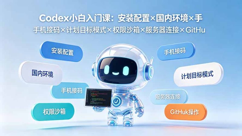 Codex小白入门课:安装配置×国内环境×手机接码×计划目标模式×权限沙箱×服务器连接×GitHub操作 - 技研社-技研社
