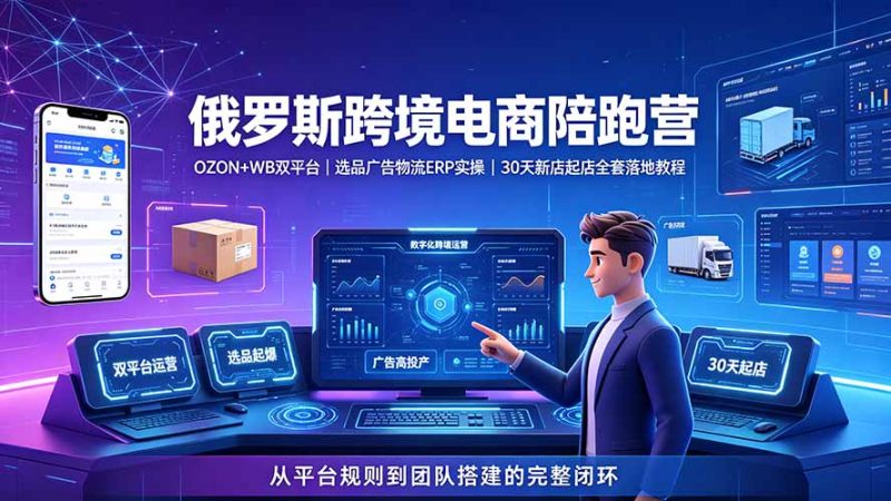 2026俄罗斯跨境电商陪跑营:OZON+WB双平台|选品广告物流ERP实操|30天新店起店全套落地教程 - 技研社-技研社