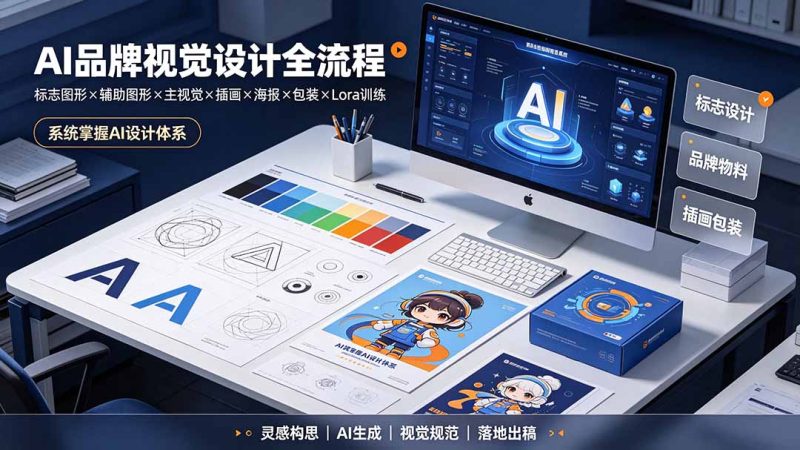 AI品牌视觉设计全流程:标志图形×辅助图形×主视觉×插画×海报×包装×Lora训练,系统掌握AI设计体系 - 技研社-技研社