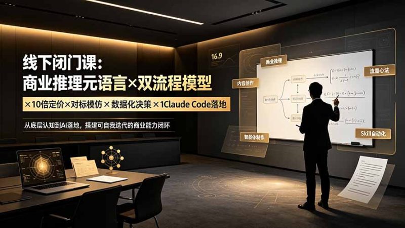 线下闭门课:商业推理元语言×双流程模型×10倍定价×对标模仿×数据化决策×Claude Code落地,击穿认知盲区 - 技研社-技研社