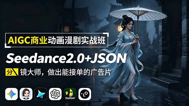 AIGC商业动画漫剧实战班-更新:Seedance2.0+JSON分镜大师,做出能接单的广告片 AIGC商业动画漫剧实战班-更新:Seedance2.0+JSON分镜大师,做出能接单的广告片