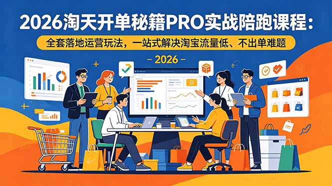 2026淘天开单秘籍PRO实战陪跑课程-更新:全套落地运营玩法,一站式解决淘宝流量低、不出单难题 2026淘天开单秘籍PRO实战陪跑课程-更新:全套落地运营玩法,一站式解决淘宝流量低、不出单难题