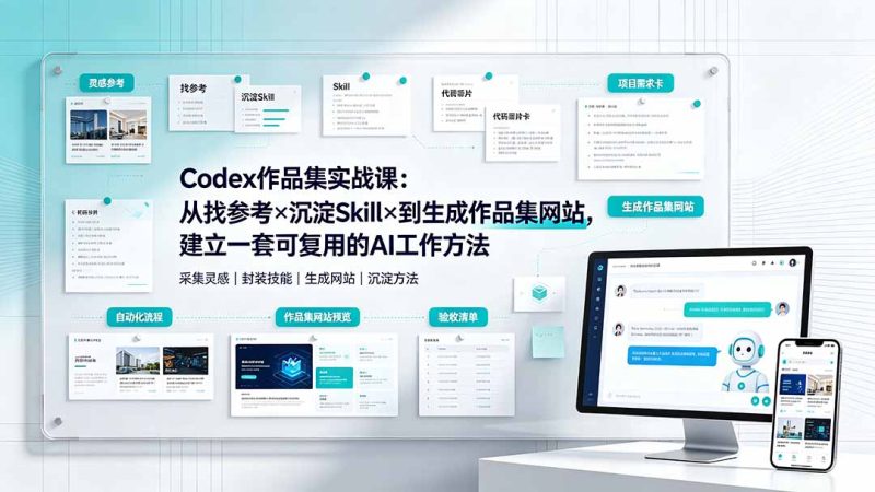 Codex作品集实战课:从找参考×沉淀Skill×到生成作品集网站,建立一套可复用的AI工作方法 - 技研社-技研社