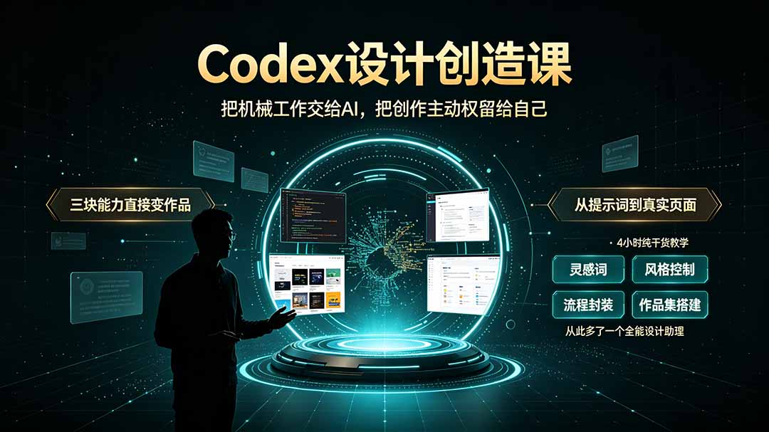 Codex设计创造课-2期,小白也能掌握的Codex设计创造技巧,把机械工作交给AI,把创作主动权留给自己 Codex设计创造课-2期,小白也能掌握的Codex设计创造技巧,把机械工作交给AI,把创作主动权留给自己