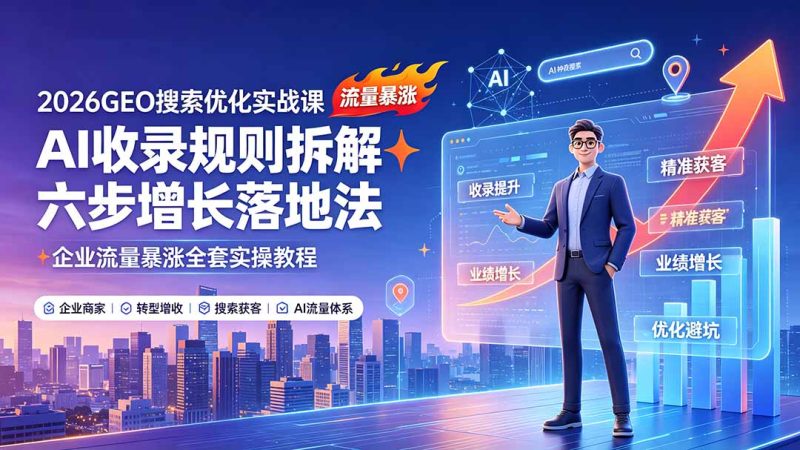 2026GEO搜索优化实战课：AI收录规则拆解｜六步增长落地法｜企业流量暴涨全套实操教程 - 技研社-技研社