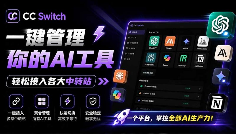 一键给Chatgpt、Codex、Claude接入地第三方中转站,CC Switch统一管理你的 AI 编程工具工作流 - 技研社-技研社