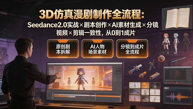 3D仿真漫剧制作全流程:Seedance2.0实战×剧本创作×AI素材生成×分镜视频×剪辑一致性,从0到1成片 - 技研社-技研社