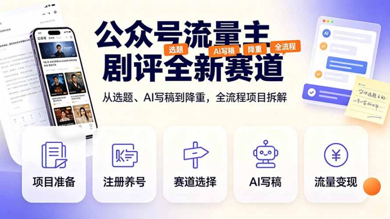 公众号流量主剧评全新赛道,从选题、AI写稿到降重,全流程项目拆解 - 技研社-技研社