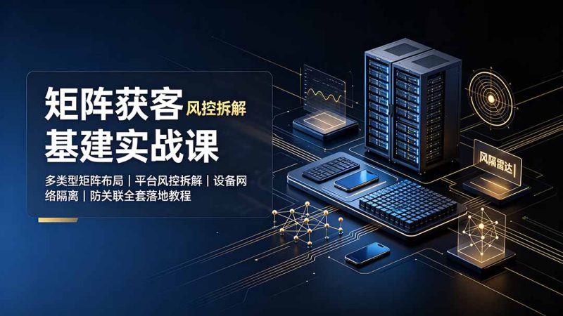 矩阵获客基建实战课:多类型矩阵布局|平台风控拆解|设备网络隔离|防关联全套落地教程 - 技研社-技研社