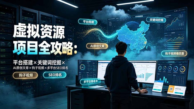 虚拟资源项目全攻略:平台搭建×关键词挖掘×AI原创文章×钩子视频×多平台SEO排名-技研社