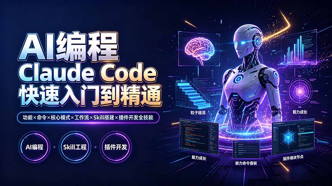 AI编程 Claude Code快速入门到精通:功能×命令×核心模式×工作流×Skill搭建×插件开发全技能 AI编程 Claude Code快速入门到精通:功能×命令×核心模式×工作流×Skill搭建×插件开发全技能