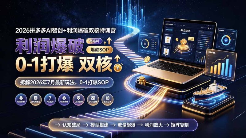 2026拼多多AI智创+利润爆破双核特训营-拆解2026年7月最新玩法,0-1打爆SOP - 技研社-技研社