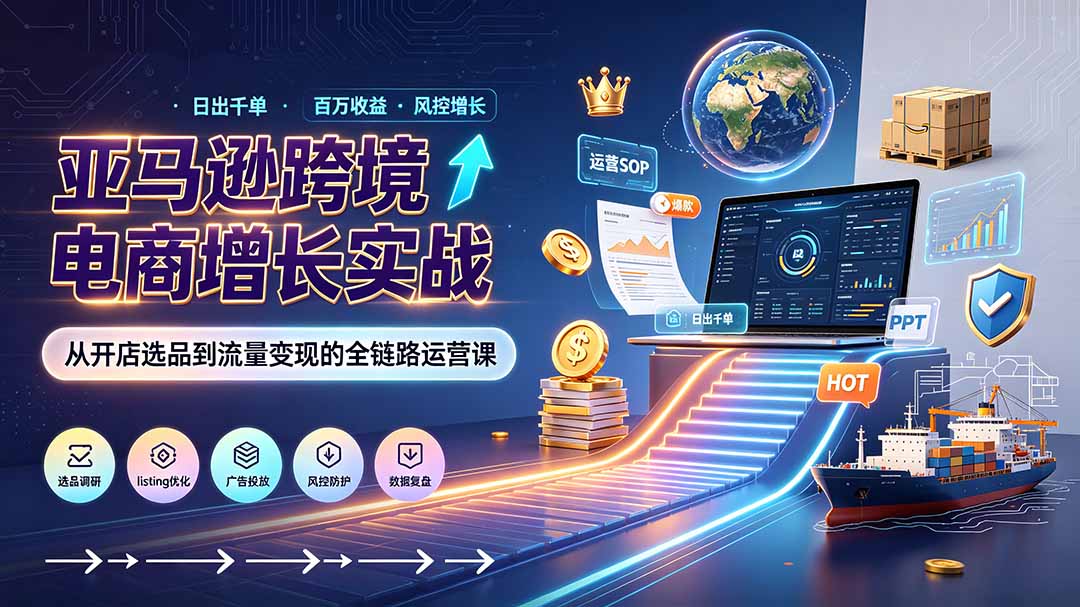 亚马逊0-1孵化特训营8期:从注册风控到稳定日出千单实战,规避审核封店风险,标准化执行流程落地 亚马逊0-1孵化特训营8期:从注册风控到稳定日出千单实战,规避审核封店风险,标准化执行流程落地
