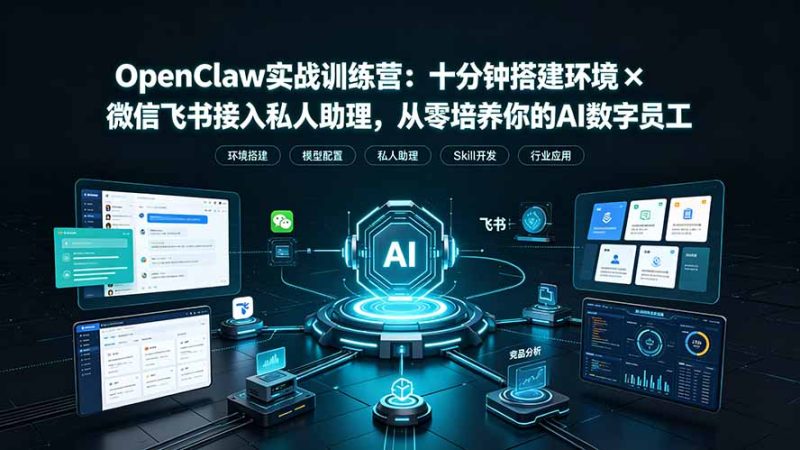OpenClaw实战特训营:十分钟搭建环境×微信飞书接入私人助理,从零培养你的AI数字员工 - 技研社-技研社