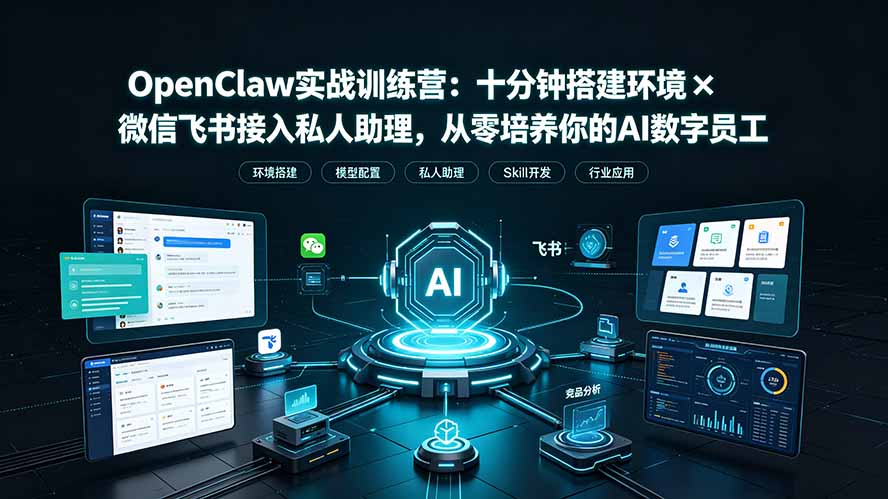 图片[1]-OpenClaw实战特训营：十分钟搭建环境×微信飞书接入私人助理，从零培养你的AI数字员工-阿兴说钱