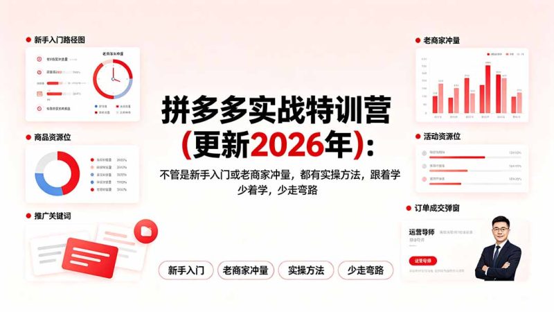拼多多实战特训营(更新2026年):不管是新手入门或老商家冲量,都有实操方法,跟着学,少走弯路 - 技研社-技研社