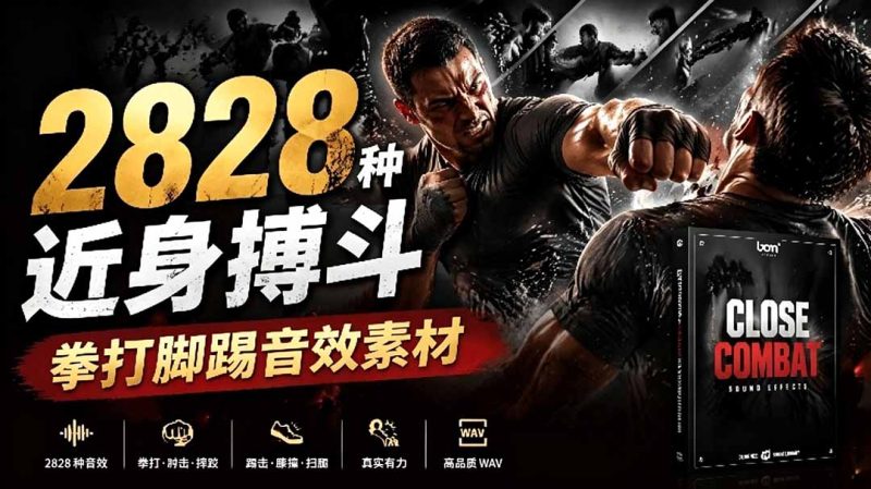宝藏级别音效！2828种近身搏斗拳打脚踢音效素材，全部中文分类，免解压使用 Close Combat - 技研社-技研社