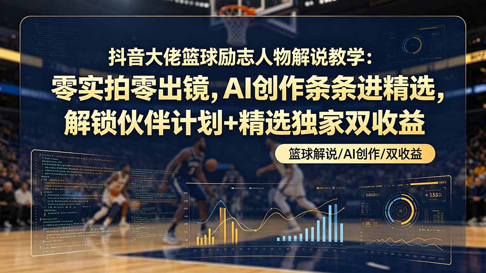 抖音大佬篮球励志人物解说教学:零实拍零出镜,AI创作条条进精选,解锁伙伴计划+精选独家双收益 抖音大佬篮球励志人物解说教学:零实拍零出镜,AI创作条条进精选,解锁伙伴计划+精选独家双收益