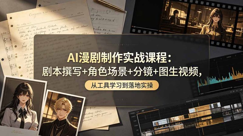 AI漫剧制作实战课程:剧本撰写+角色场景+分镜+图生视频,从工具学习到落地实操 - 技研社-技研社