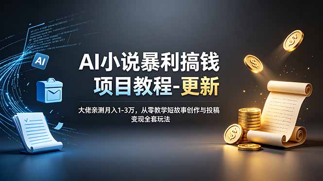 AI小说暴利搞钱项目教程-更新，大佬亲测月入1-3万，从零教学短故事创作与投稿变现全套玩法 - 技研社-技研社