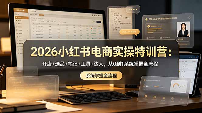 2026小红书电商实操特训营：开店+选品+笔记+工具+达人，从0到1系统掌握全流程 - 技研社-技研社
