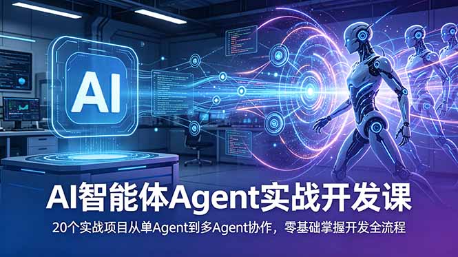 AI智能体Agent实战开发课:20个实战项目从单Agent到多Agent协作,零基础掌握开发全流程 AI智能体Agent实战开发课:20个实战项目从单Agent到多Agent协作,零基础掌握开发全流程