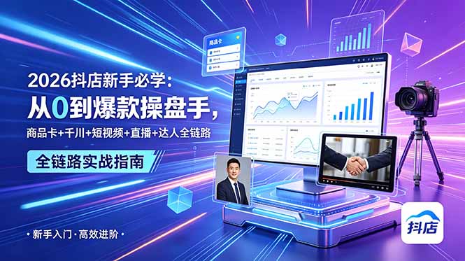 2026抖店新手必学:从0到爆款操盘手,商品卡+千川+短视频+直播+达人全链路 2026抖店新手必学:从0到爆款操盘手,商品卡+千川+短视频+直播+达人全链路