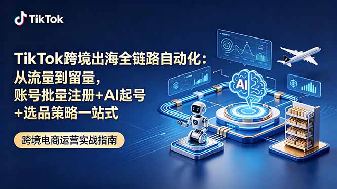 TikTok跨境出海全链路自动化:从流量到留量,账号批量注册+AI起号+选品策略一站式 TikTok跨境出海全链路自动化:从流量到留量,账号批量注册+AI起号+选品策略一站式