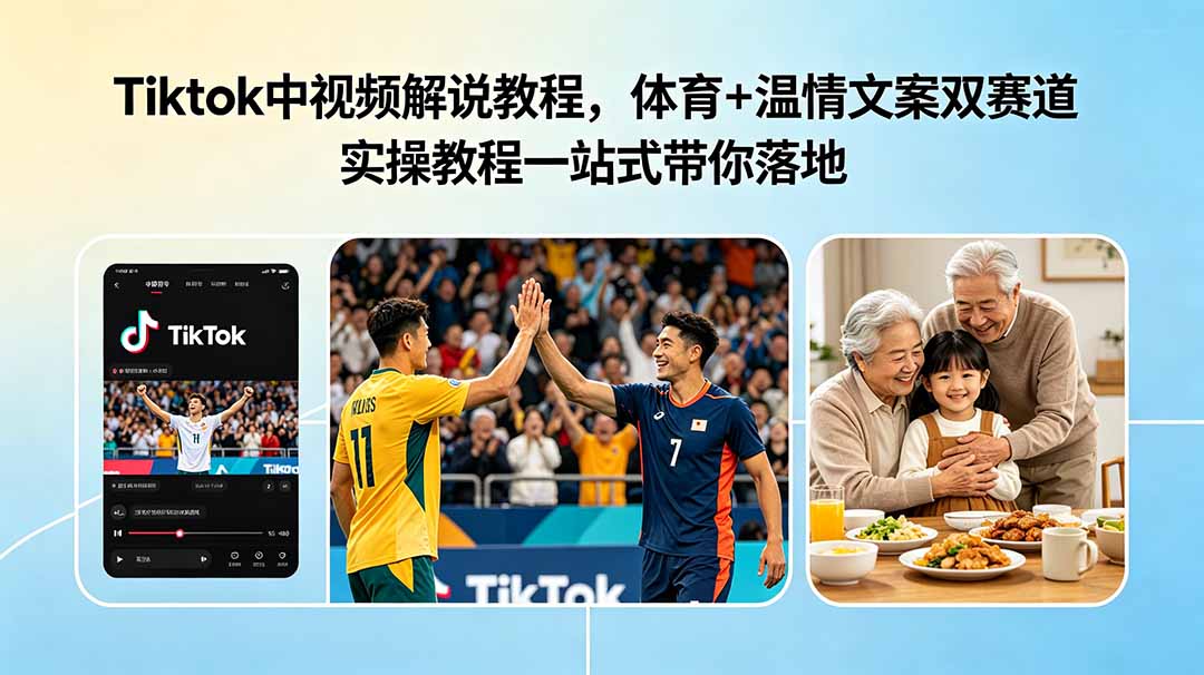 Tiktok中视频解说教程,体育+温情文案双赛道实操教程一站式带你落地 Tiktok中视频解说教程,体育+温情文案双赛道实操教程一站式带你落地