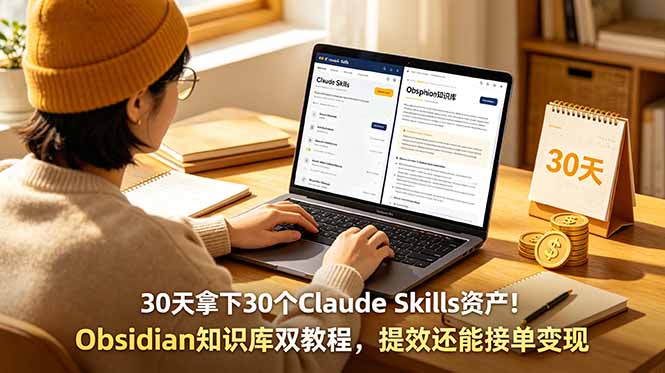 30天拿下30个Claude Skills资产!Obsidian知识库双教程,提效还能接单变现 30天拿下30个Claude Skills资产!Obsidian知识库双教程,提效还能接单变现
